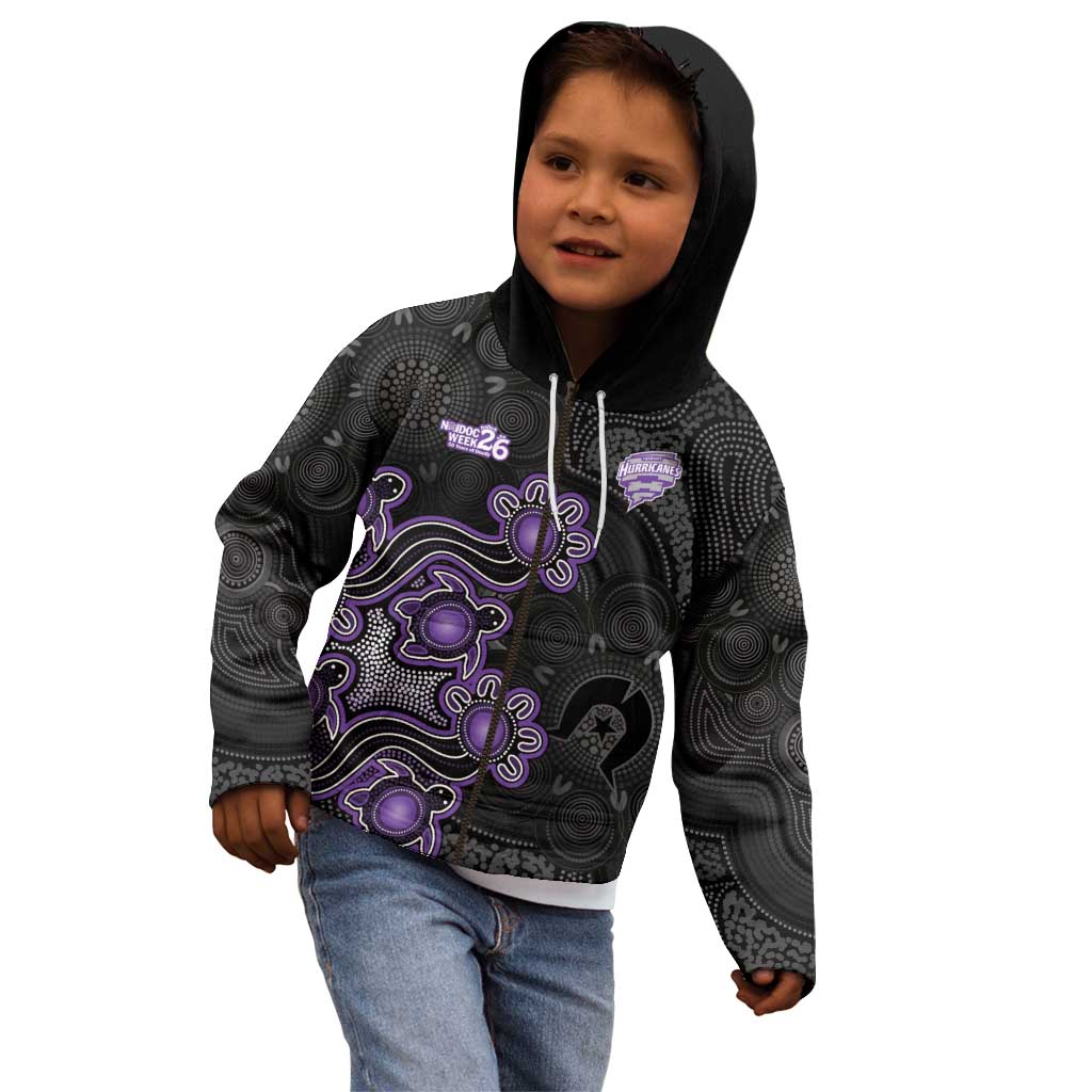 Personalised Hobart Hurricanes NAIDOC Week 2026 Kid Hoodie Sea Turtles Aboriginal Art