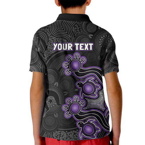 Personalised Hobart Hurricanes NAIDOC Week 2026 Kid Polo Shirt Sea Turtles Aboriginal Art