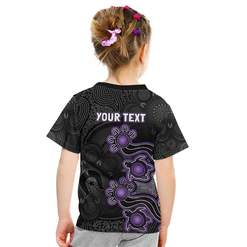 Personalised Hobart Hurricanes NAIDOC Week 2026 Kid T Shirt Sea Turtles Aboriginal Art