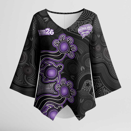 Personalised Hobart Hurricanes NAIDOC Week 2026 Kimono Sleeve Blouse Sea Turtles Aboriginal Art