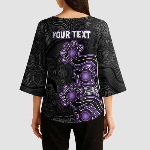 Personalised Hobart Hurricanes NAIDOC Week 2026 Kimono Sleeve Blouse Sea Turtles Aboriginal Art