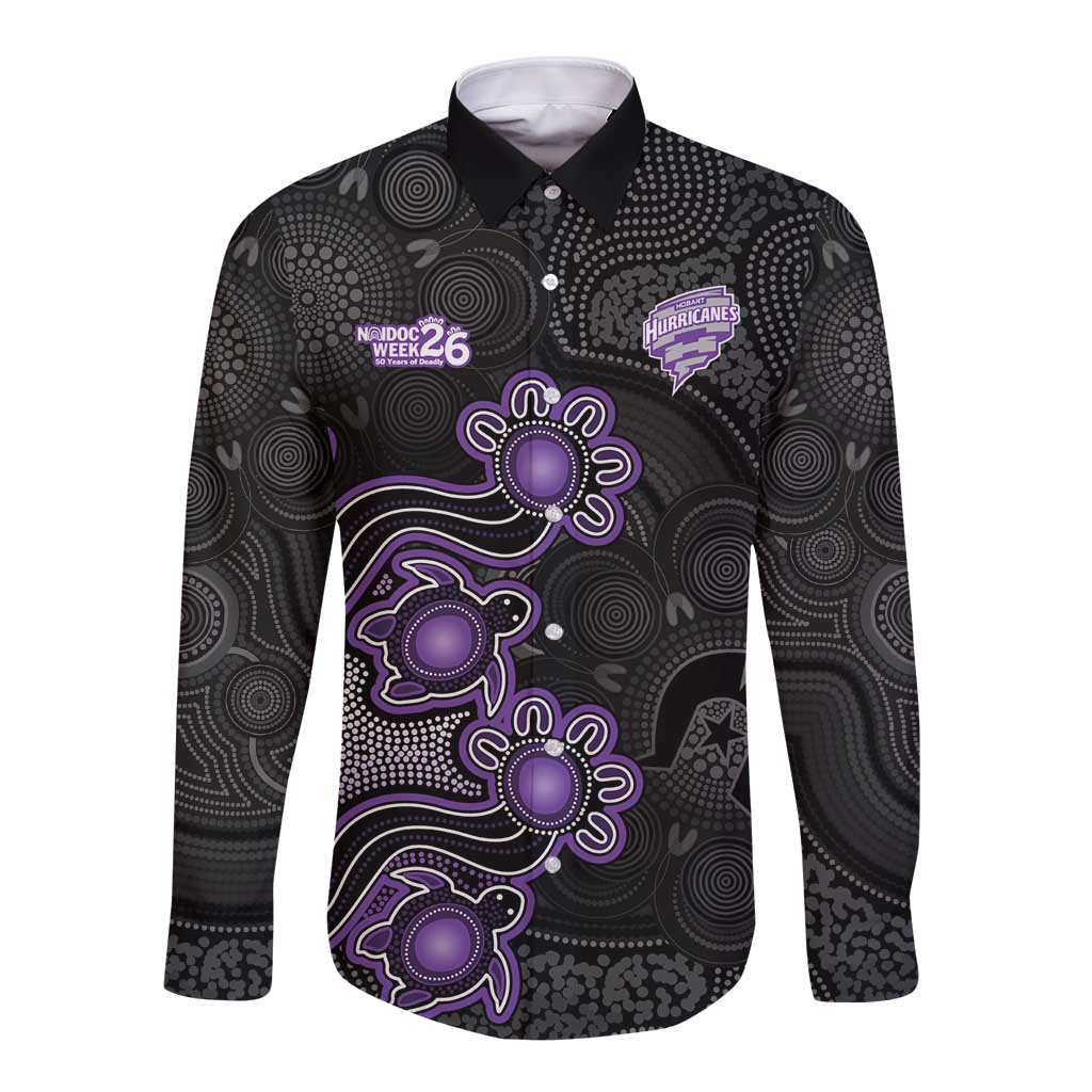 Personalised Hobart Hurricanes NAIDOC Week 2026 Long Sleeve Button Shirt Sea Turtles Aboriginal Art