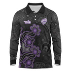 Personalised Hobart Hurricanes NAIDOC Week 2026 Long Sleeve Polo Shirt Sea Turtles Aboriginal Art