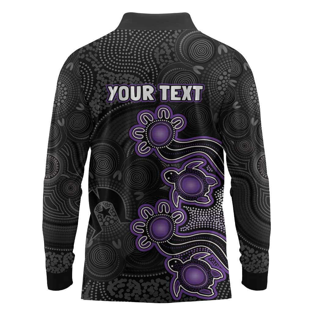 Personalised Hobart Hurricanes NAIDOC Week 2026 Long Sleeve Polo Shirt Sea Turtles Aboriginal Art