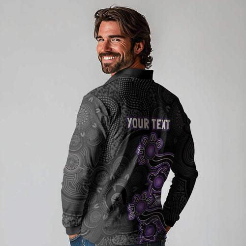 Personalised Hobart Hurricanes NAIDOC Week 2026 Long Sleeve Polo Shirt Sea Turtles Aboriginal Art