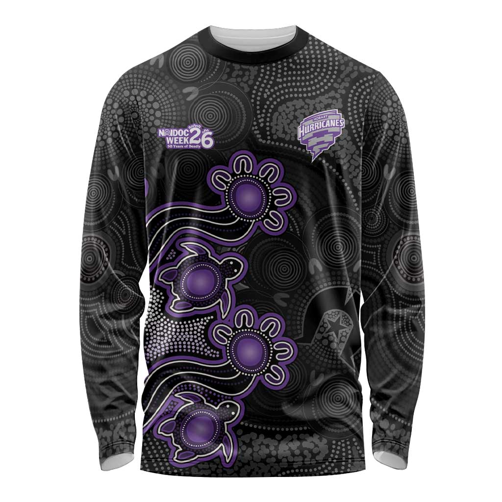 Personalised Hobart Hurricanes NAIDOC Week 2026 Long Sleeve Shirt Sea Turtles Aboriginal Art