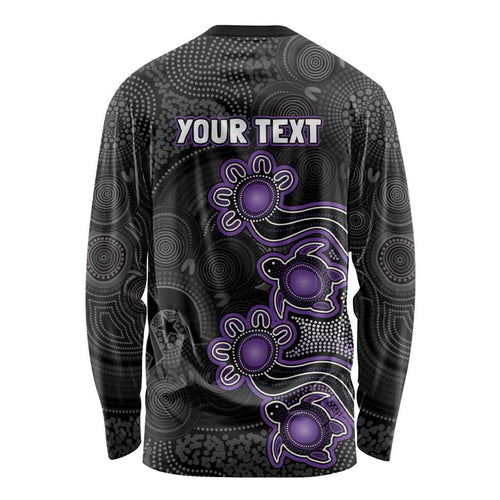 Personalised Hobart Hurricanes NAIDOC Week 2026 Long Sleeve Shirt Sea Turtles Aboriginal Art