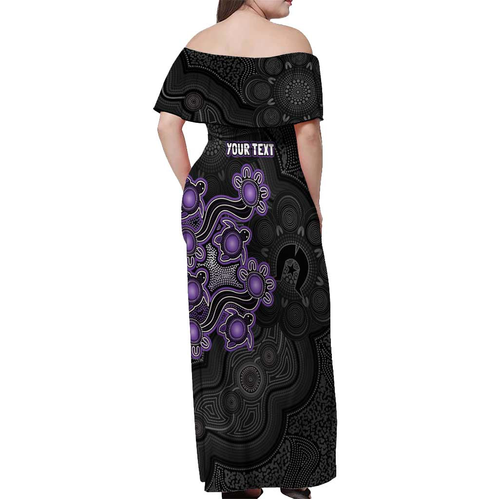 Personalised Hobart Hurricanes NAIDOC Week 2026 Off Shoulder Maxi Dress Sea Turtles Aboriginal Art
