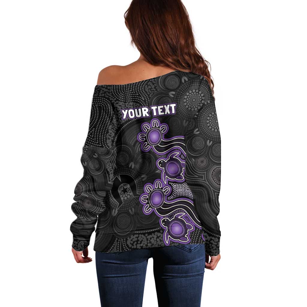 Personalised Hobart Hurricanes NAIDOC Week 2026 Off Shoulder Sweater Sea Turtles Aboriginal Art
