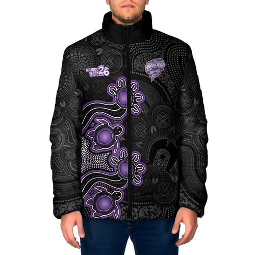 Personalised Hobart Hurricanes NAIDOC Week 2026 Padded Jacket Sea Turtles Aboriginal Art