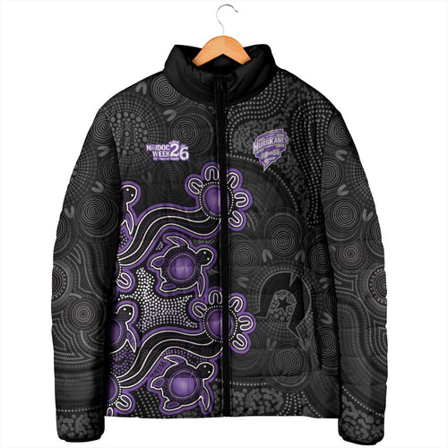 Personalised Hobart Hurricanes NAIDOC Week 2026 Padded Jacket Sea Turtles Aboriginal Art