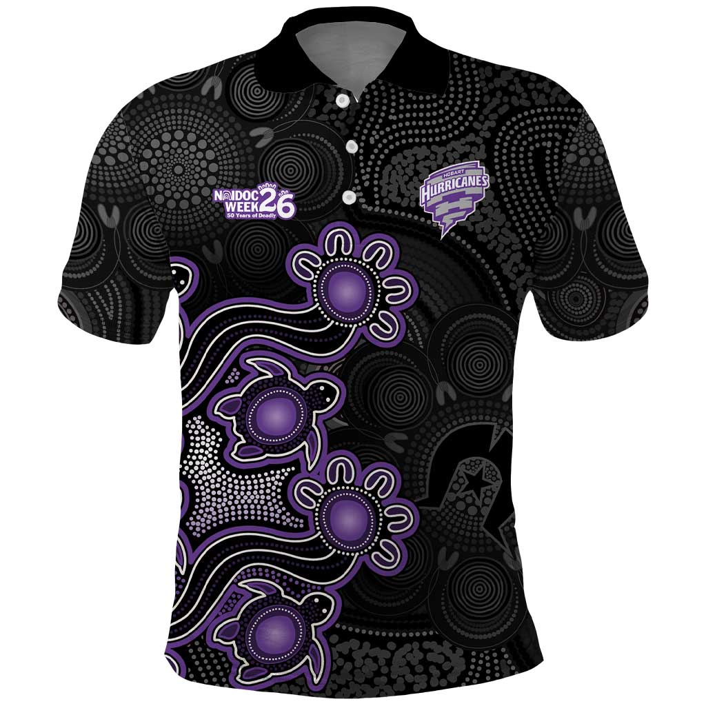 Personalised Hobart Hurricanes NAIDOC Week 2026 Polo Shirt Sea Turtles Aboriginal Art