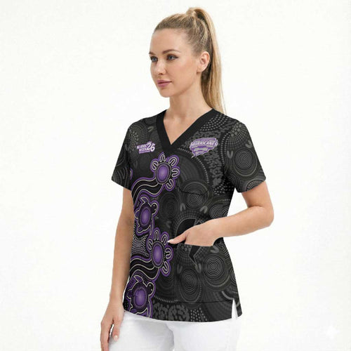 Personalised Hobart Hurricanes NAIDOC Week 2026 Scrub Top Sea Turtles Aboriginal Art