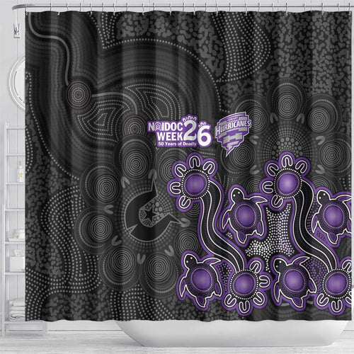 Hobart Hurricanes NAIDOC Week 2026 Shower Curtain Sea Turtles Aboriginal Art