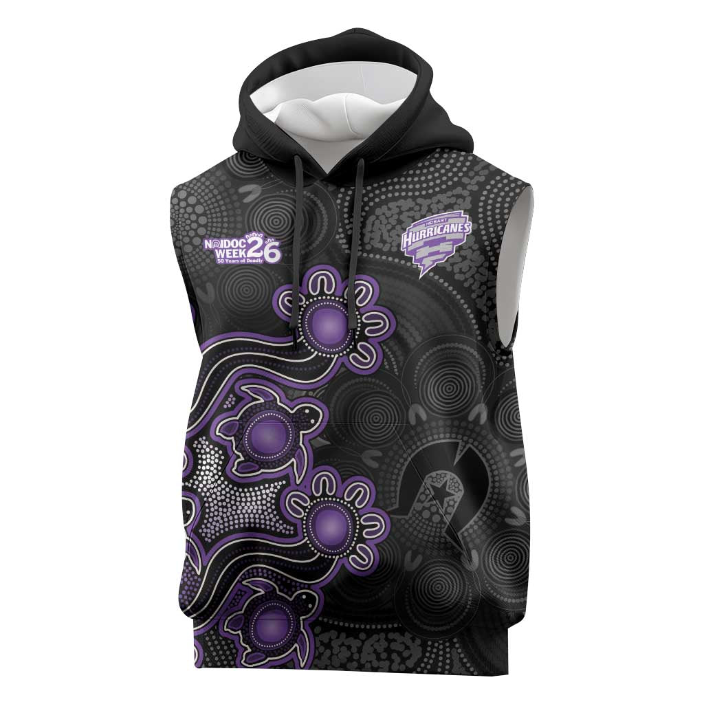Personalised Hobart Hurricanes NAIDOC Week 2026 Sleeveless Hoodie Sea Turtles Aboriginal Art