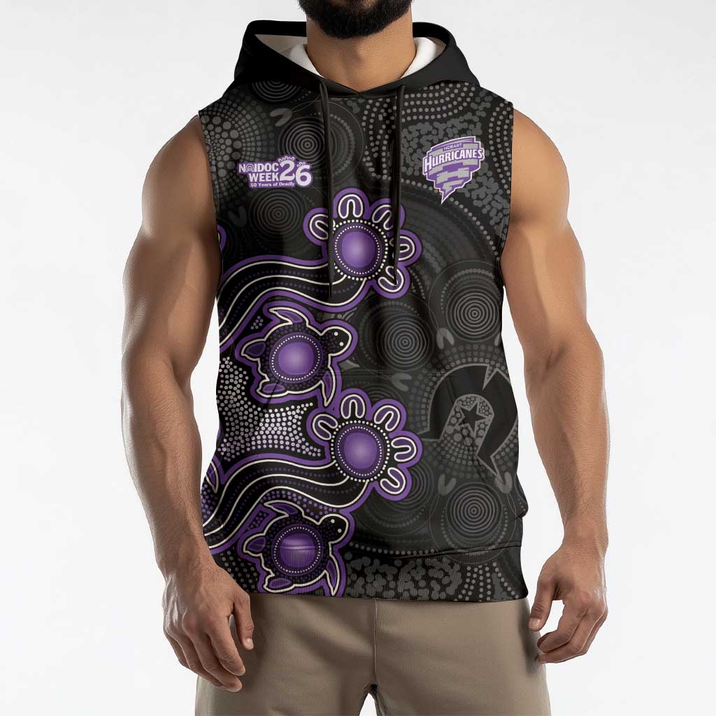 Personalised Hobart Hurricanes NAIDOC Week 2026 Sleeveless Hoodie Sea Turtles Aboriginal Art