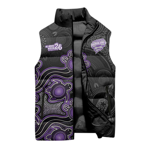 Personalised Hobart Hurricanes NAIDOC Week 2026 Sleeveless Puffer Jacket Sea Turtles Aboriginal Art