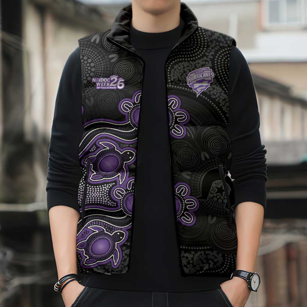 Personalised Hobart Hurricanes NAIDOC Week 2026 Sleeveless Puffer Jacket Sea Turtles Aboriginal Art