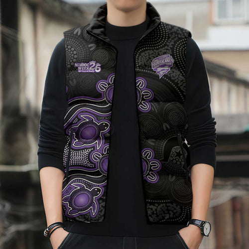 Personalised Hobart Hurricanes NAIDOC Week 2026 Sleeveless Puffer Jacket Sea Turtles Aboriginal Art