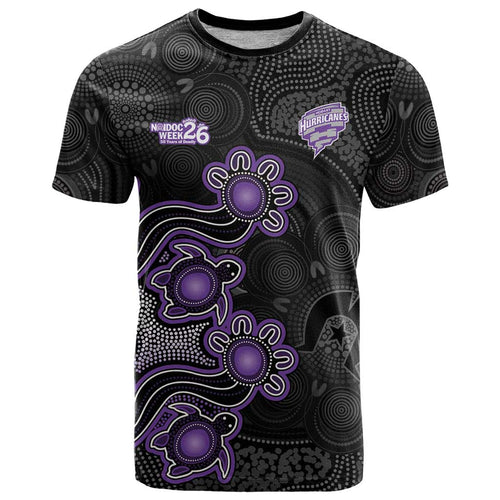 Personalised Hobart Hurricanes NAIDOC Week 2026 T Shirt Sea Turtles Aboriginal Art