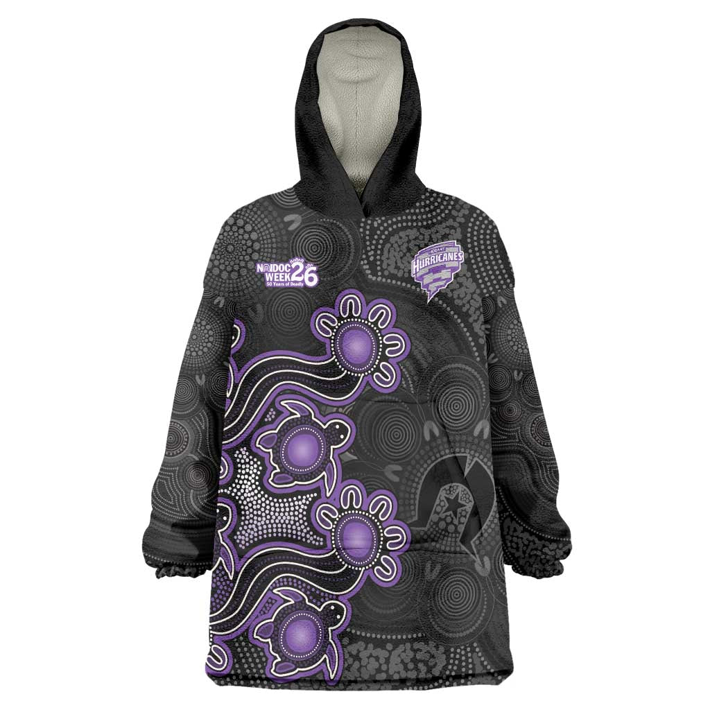 Personalised Hobart Hurricanes NAIDOC Week 2026 Wearable Blanket Hoodie Sea Turtles Aboriginal Art