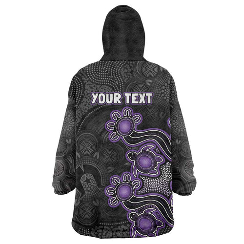 Personalised Hobart Hurricanes NAIDOC Week 2026 Wearable Blanket Hoodie Sea Turtles Aboriginal Art
