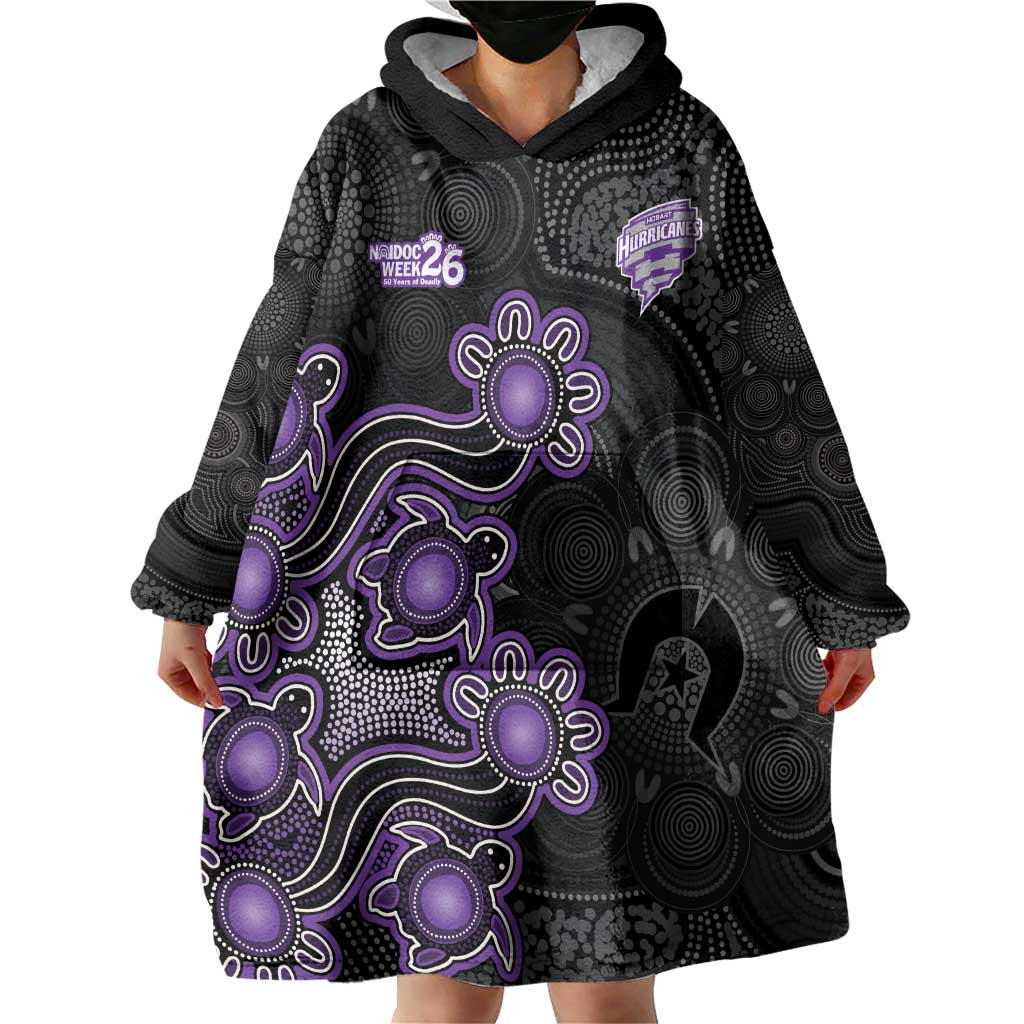Personalised Hobart Hurricanes NAIDOC Week 2026 Wearable Blanket Hoodie Sea Turtles Aboriginal Art