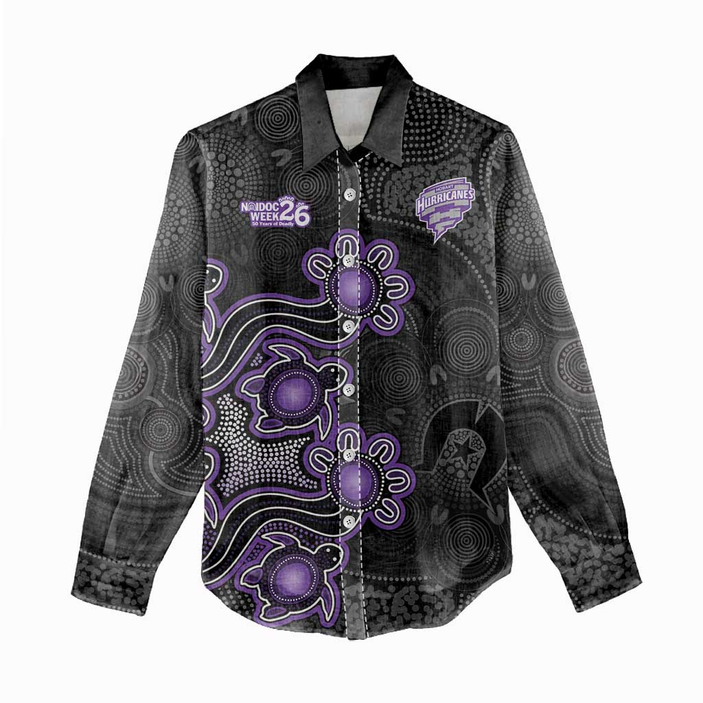 Personalised Hobart Hurricanes NAIDOC Week 2026 Women Casual Shirt Sea Turtles Aboriginal Art