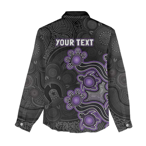 Personalised Hobart Hurricanes NAIDOC Week 2026 Women Casual Shirt Sea Turtles Aboriginal Art