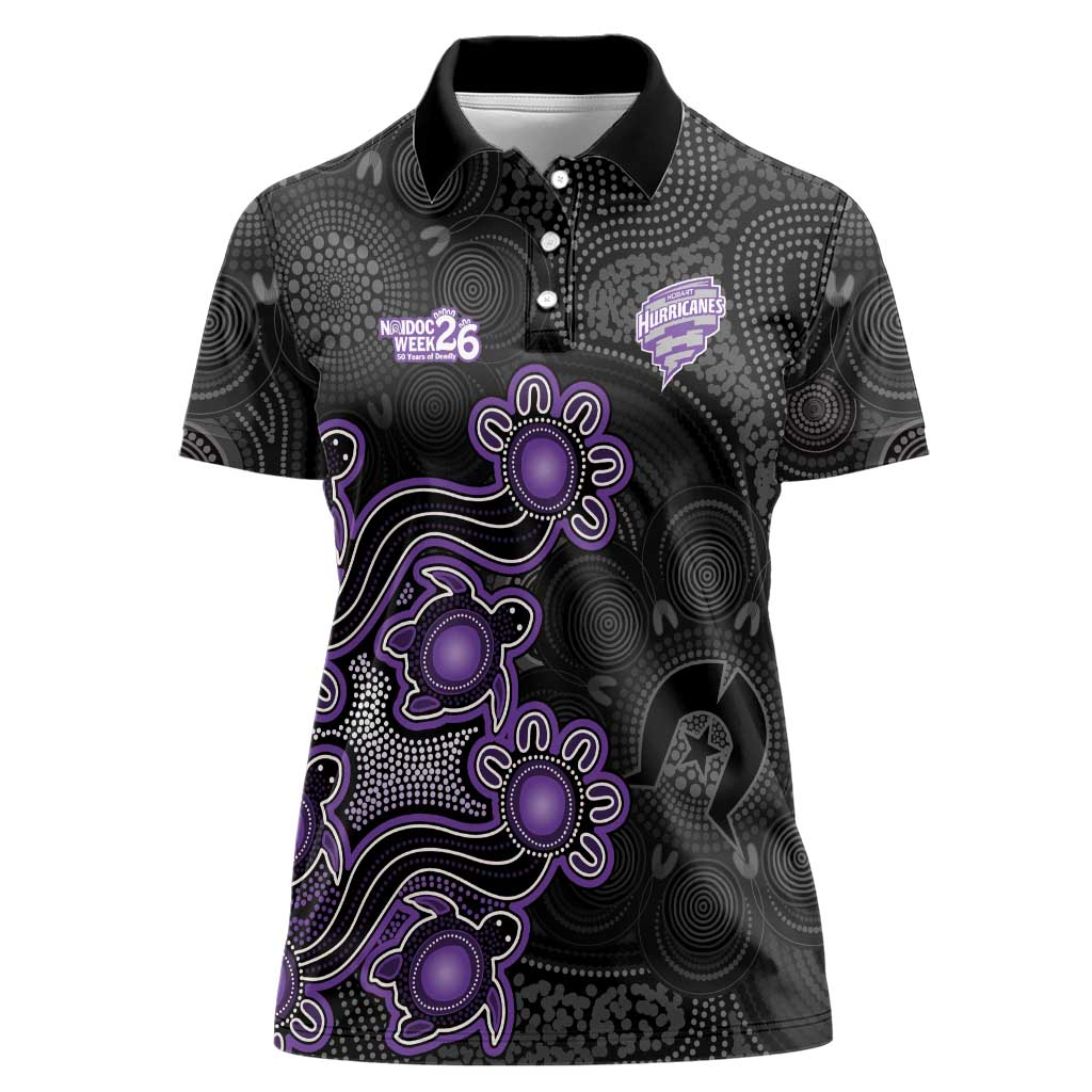 Personalised Hobart Hurricanes NAIDOC Week 2026 Women Polo Shirt Sea Turtles Aboriginal Art