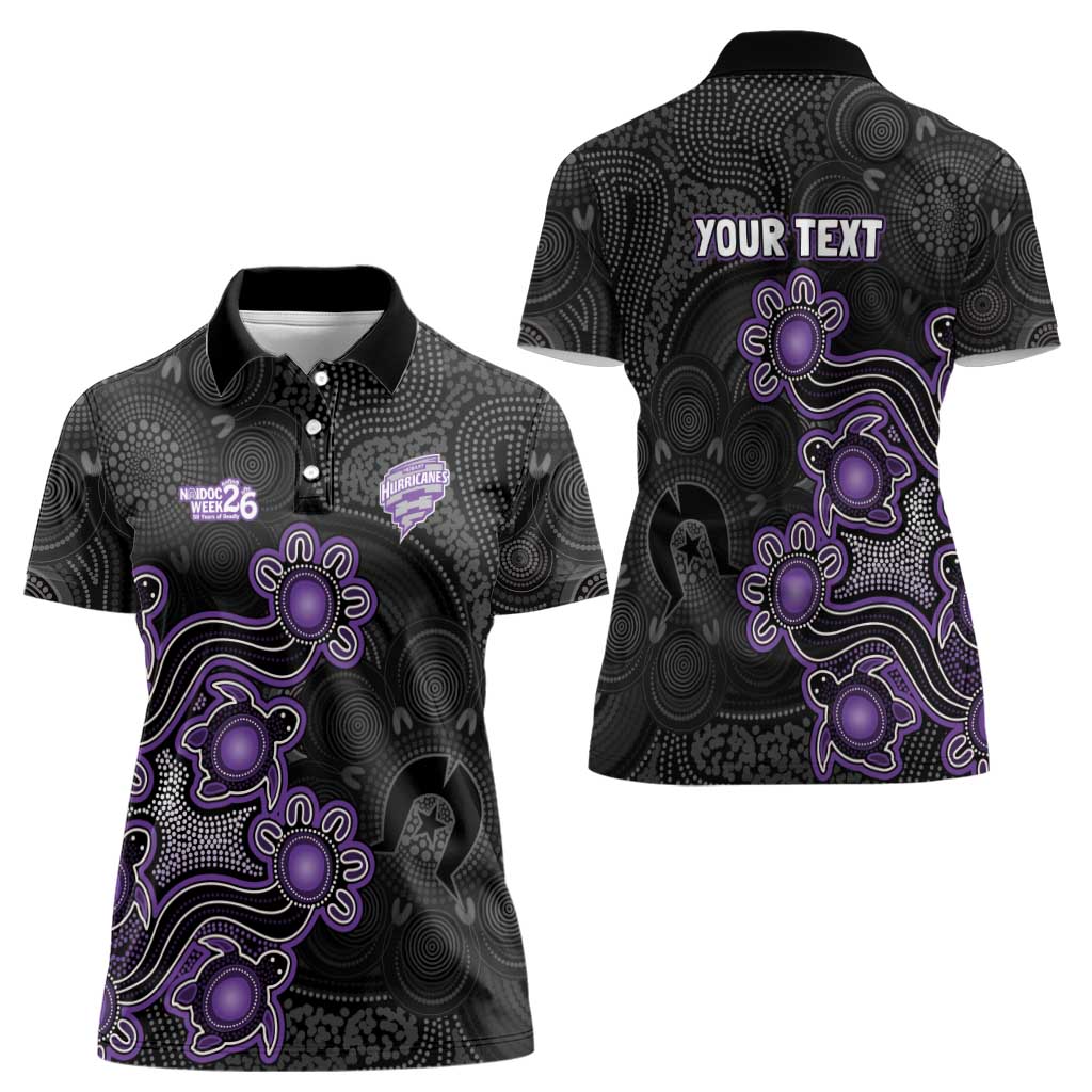 Personalised Hobart Hurricanes NAIDOC Week 2026 Women Polo Shirt Sea Turtles Aboriginal Art