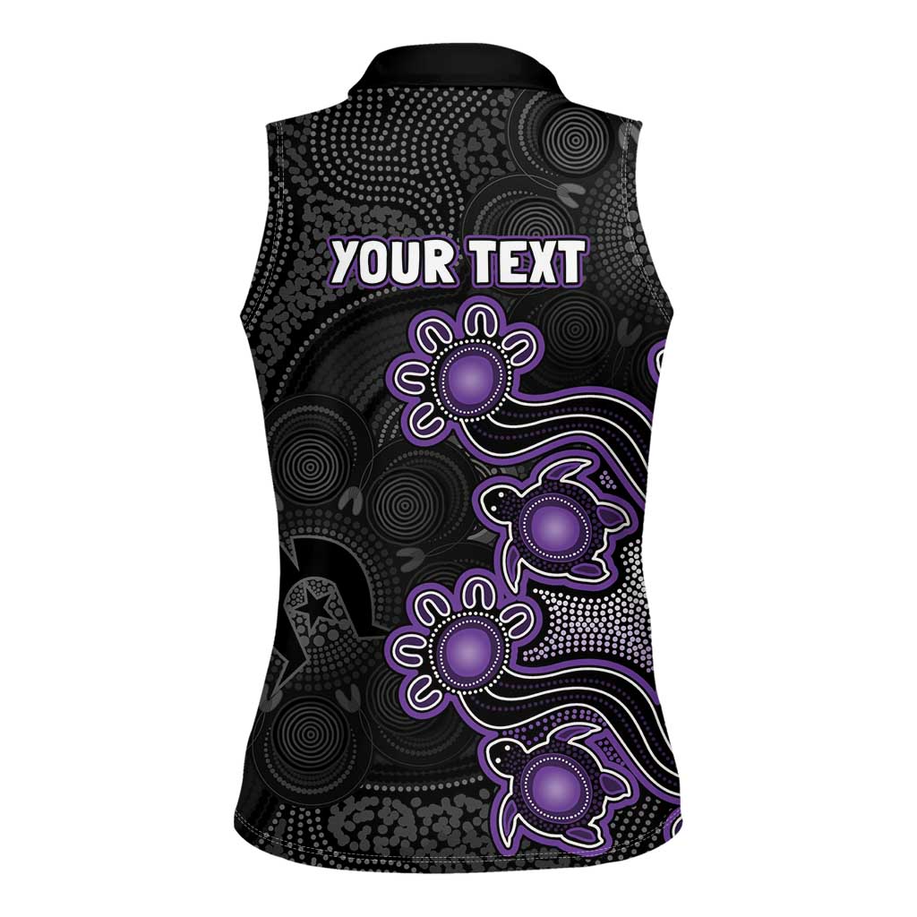 Personalised Hobart Hurricanes NAIDOC Week 2026 Women Sleeveless Polo Shirt Sea Turtles Aboriginal Art