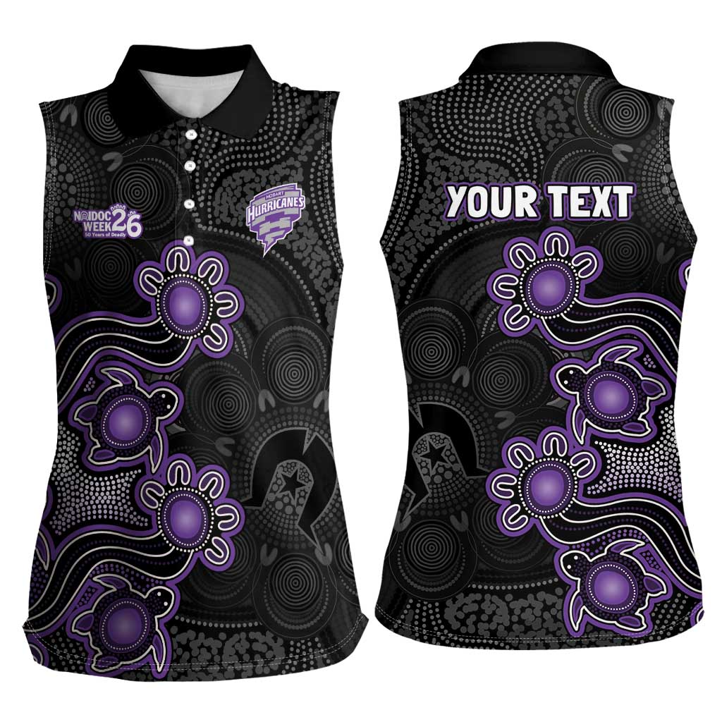 Personalised Hobart Hurricanes NAIDOC Week 2026 Women Sleeveless Polo Shirt Sea Turtles Aboriginal Art