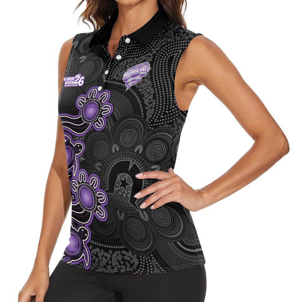 Personalised Hobart Hurricanes NAIDOC Week 2026 Women Sleeveless Polo Shirt Sea Turtles Aboriginal Art