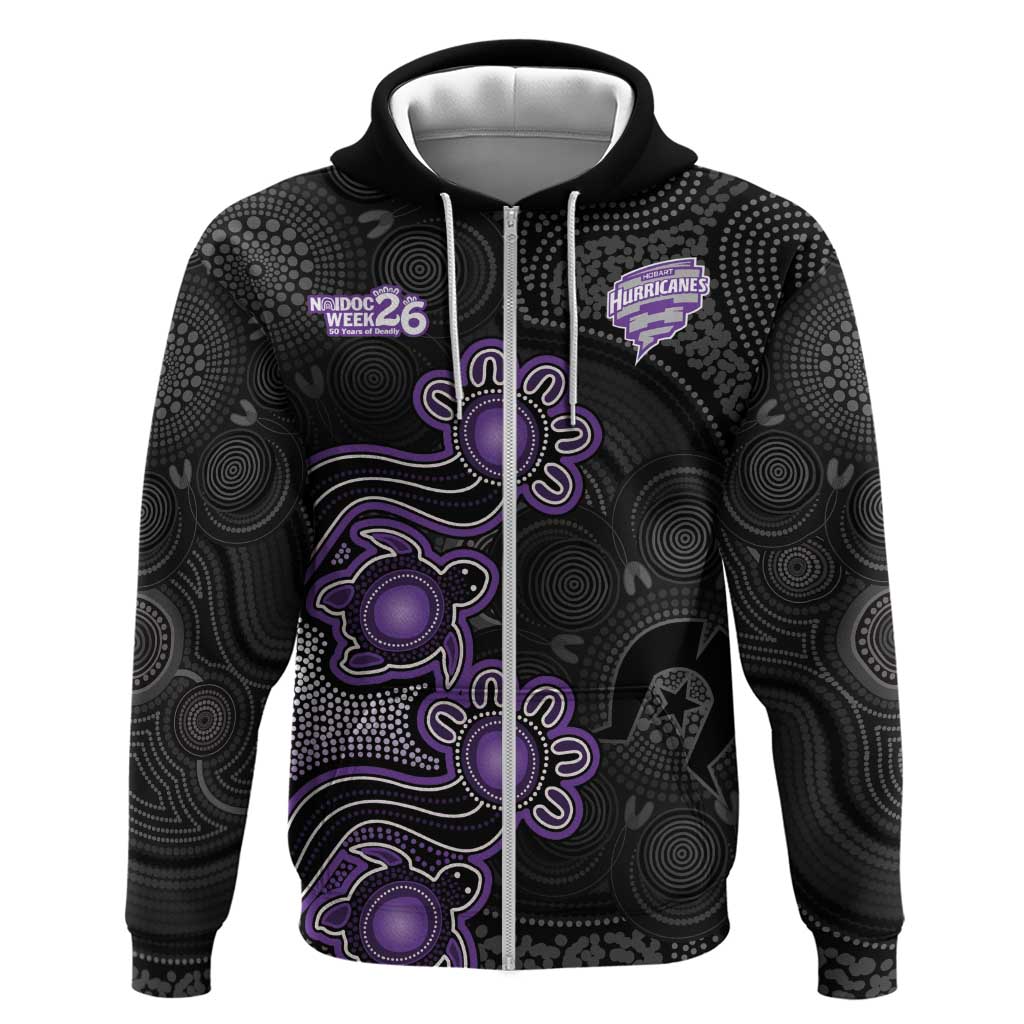 Personalised Hobart Hurricanes NAIDOC Week 2026 Zip Hoodie Sea Turtles Aboriginal Art