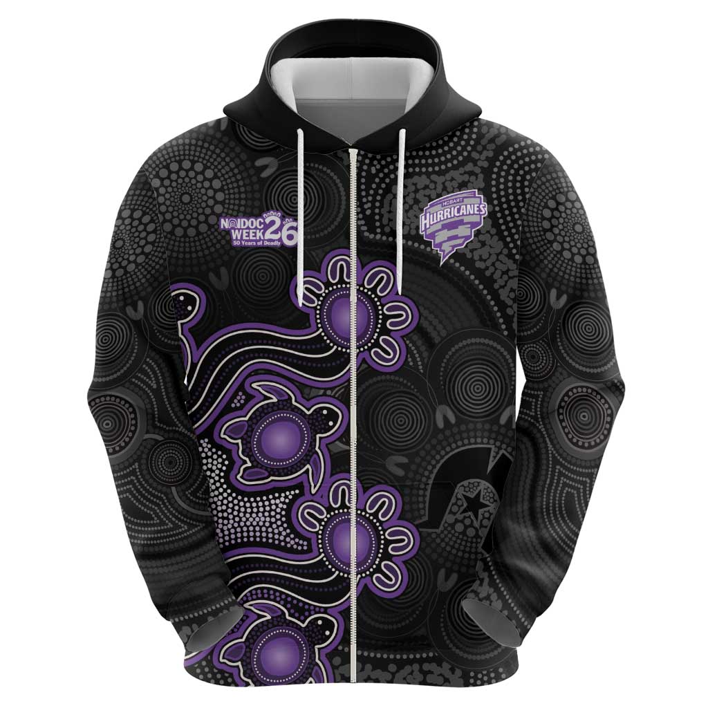 Personalised Hobart Hurricanes NAIDOC Week 2026 Zip Hoodie Sea Turtles Aboriginal Art