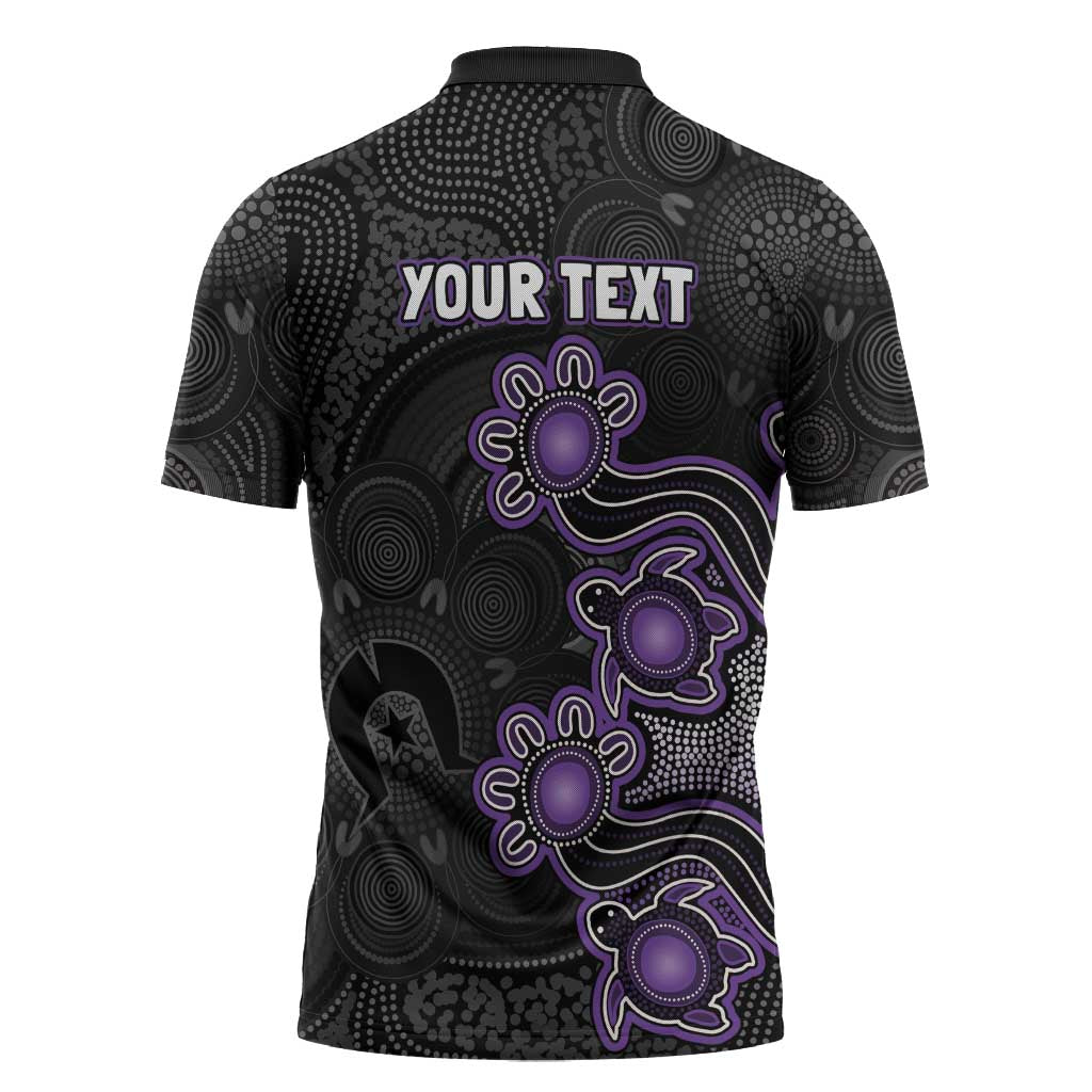Personalised Hobart Hurricanes NAIDOC Week 2026 Zipper Polo Shirt Sea Turtles Aboriginal Art