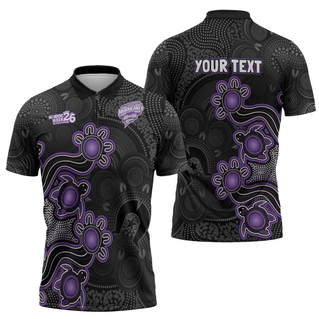 Personalised Hobart Hurricanes NAIDOC Week 2026 Zipper Polo Shirt Sea Turtles Aboriginal Art