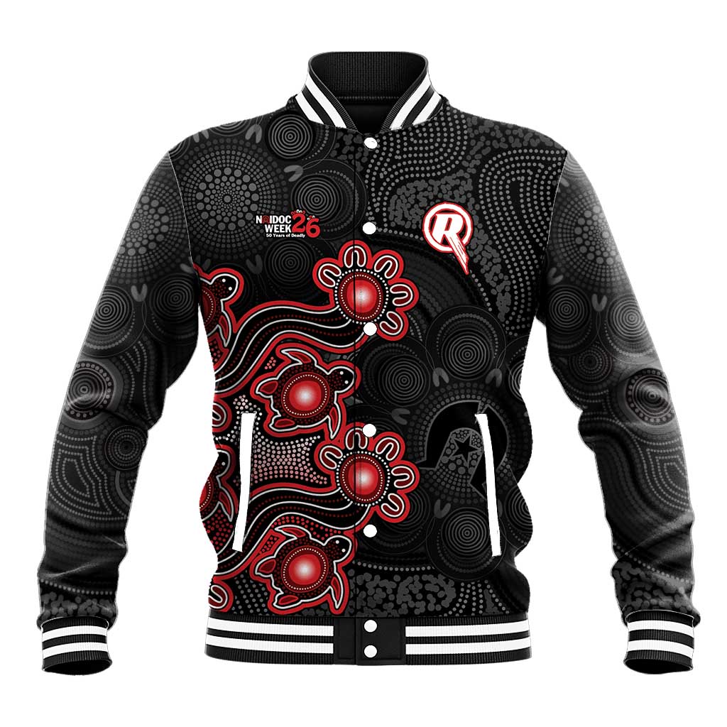 Personalised Melbourne Renegades NAIDOC Week 2026 Baseball Jacket Sea Turtles Aboriginal Art