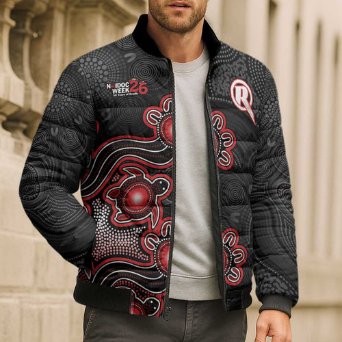 Personalised Melbourne Renegades NAIDOC Week 2026 Bomber Puffer Jacket Sea Turtles Aboriginal Art