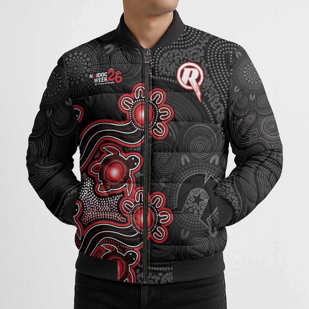 Personalised Melbourne Renegades NAIDOC Week 2026 Bomber Puffer Jacket Sea Turtles Aboriginal Art