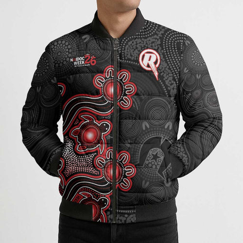 Personalised Melbourne Renegades NAIDOC Week 2026 Bomber Puffer Jacket Sea Turtles Aboriginal Art