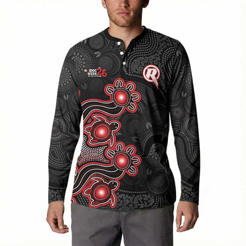 Personalised Melbourne Renegades NAIDOC Week 2026 Button Sweatshirt Sea Turtles Aboriginal Art