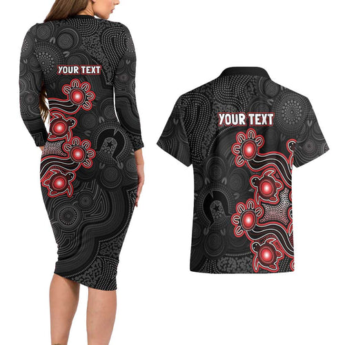 Personalised Melbourne Renegades NAIDOC Week 2026 Couples Matching Long Sleeve Bodycon Dress and Hawaiian Shirt Sea Turtles Aboriginal Art
