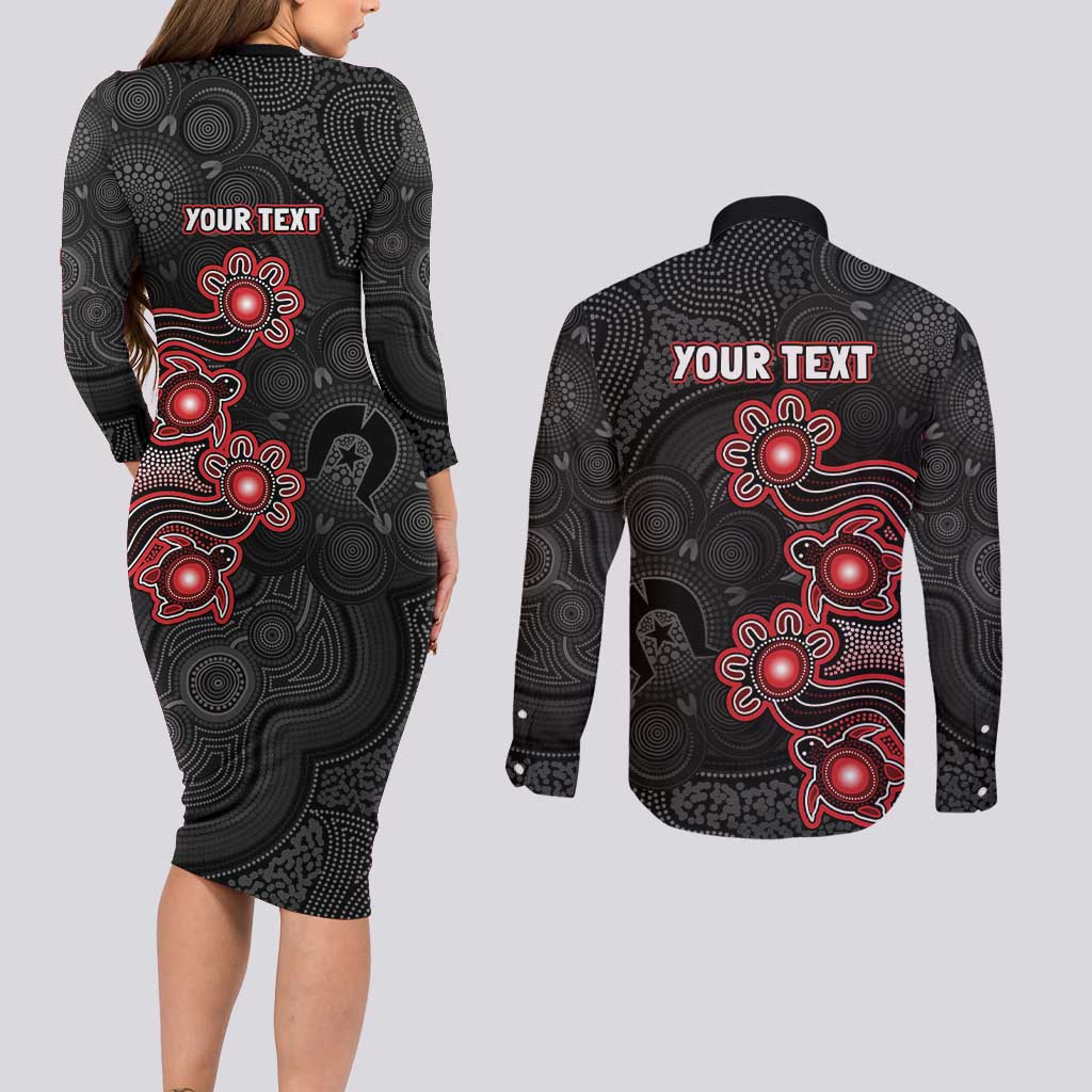 Personalised Melbourne Renegades NAIDOC Week 2026 Couples Matching Long Sleeve Bodycon Dress and Long Sleeve Button Shirt Sea Turtles Aboriginal Art