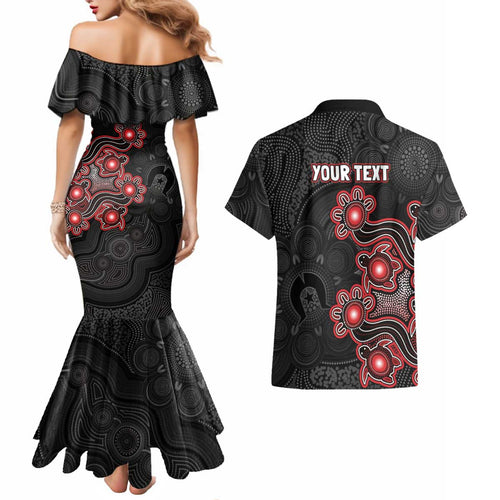 Personalised Melbourne Renegades NAIDOC Week 2026 Couples Matching Mermaid Dress and Hawaiian Shirt Sea Turtles Aboriginal Art