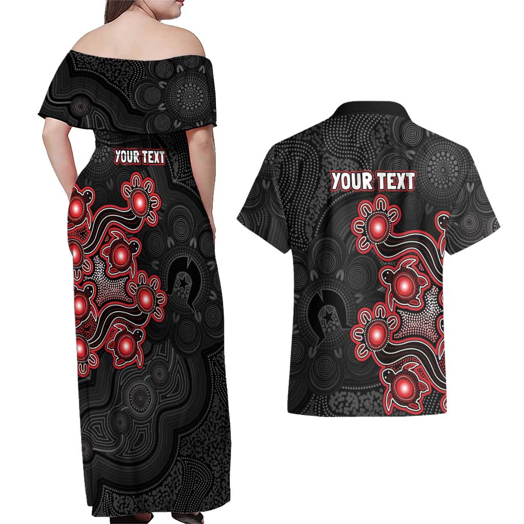 Personalised Melbourne Renegades NAIDOC Week 2026 Couples Matching Off Shoulder Maxi Dress and Hawaiian Shirt Sea Turtles Aboriginal Art