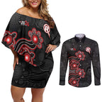 Personalised Melbourne Renegades NAIDOC Week 2026 Couples Matching Off Shoulder Short Dress and Long Sleeve Button Shirt Sea Turtles Aboriginal Art