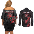 Personalised Melbourne Renegades NAIDOC Week 2026 Couples Matching Off Shoulder Short Dress and Long Sleeve Button Shirt Sea Turtles Aboriginal Art