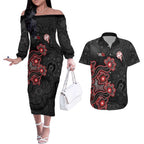Personalised Melbourne Renegades NAIDOC Week 2026 Couples Matching Off The Shoulder Long Sleeve Dress and Hawaiian Shirt Sea Turtles Aboriginal Art